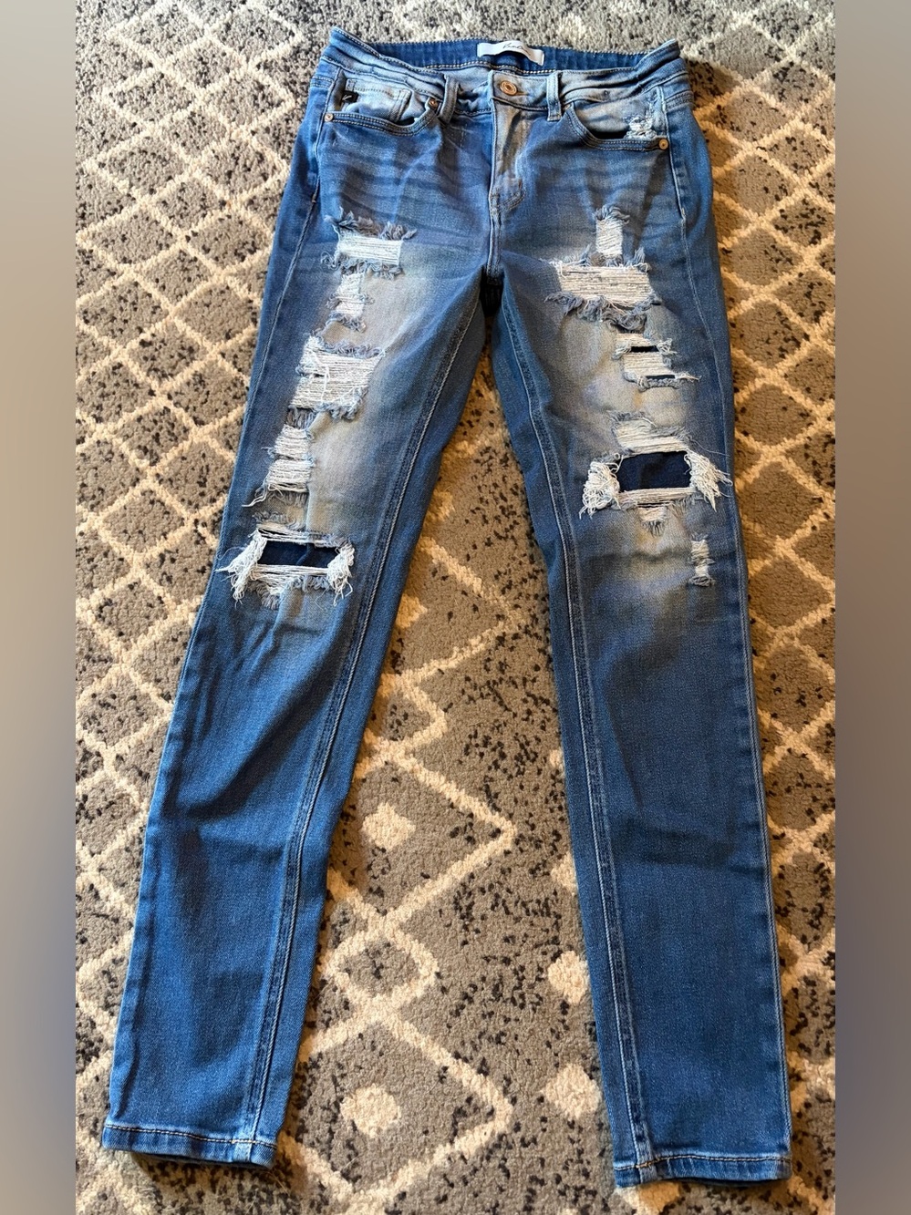 KanCan Women’s Distressed Blue Ripped Skinny Jeans